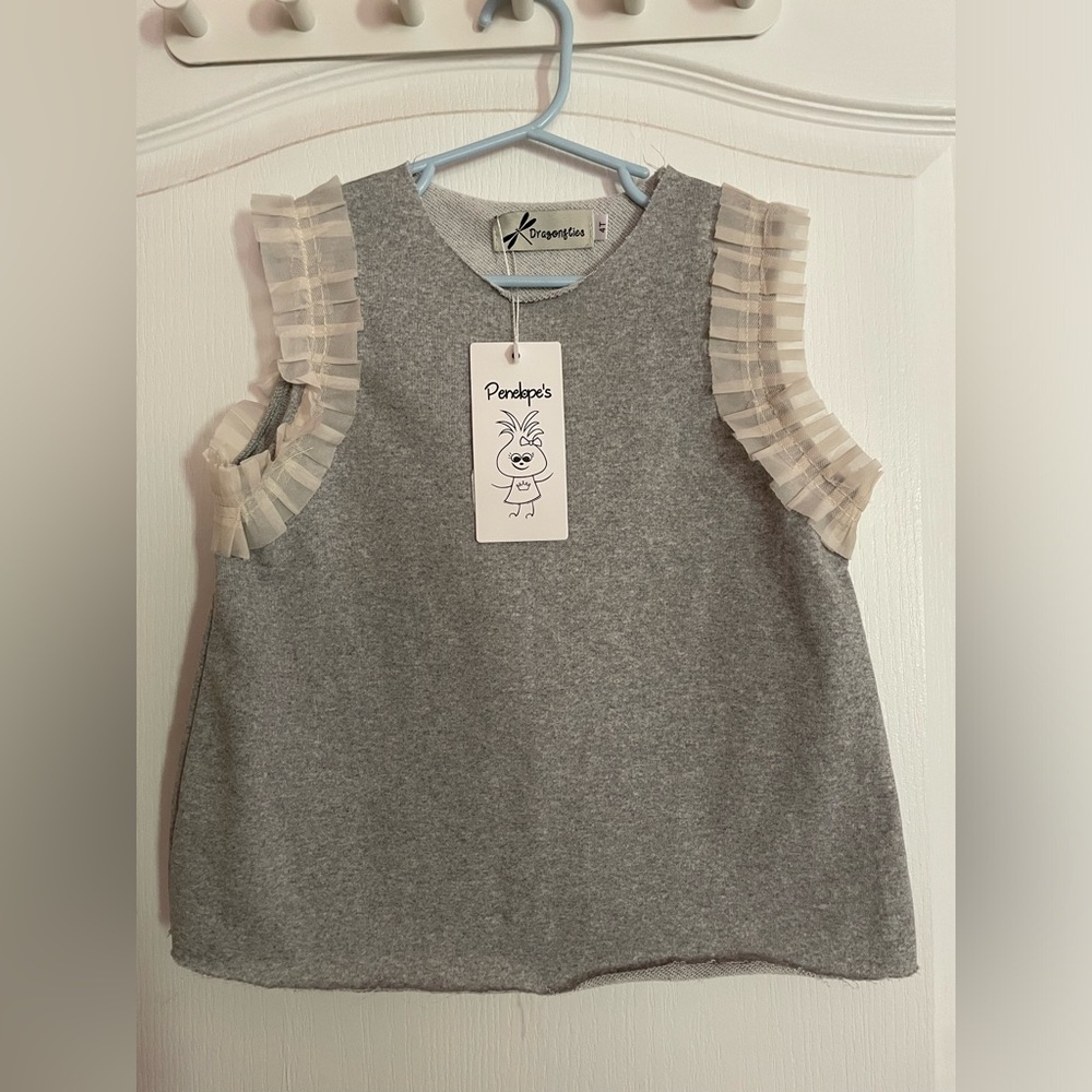 Toddler Girls Sleeveless Top with Ruffle Trim 4T